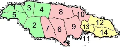 Jamaica parishes numbered2